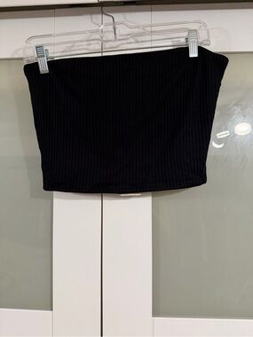 Shore Resort Wear Ribbed Black Strapless Tube Top Size XL